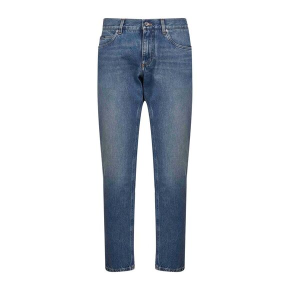 Dolce & Gabbana Men Blue Cotton Denim Regular Jeans